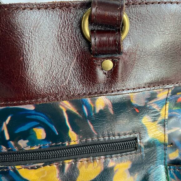 Patricia Nash Bolsena Floral Leather Tote Shoulder Bag Brown Artsy‎ Winter Bloom - Picture 11 of 12